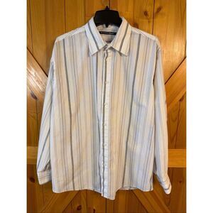 Carbon Black White Black Yellow Design Long Sleeve Button Up Shirt Size XL (7705